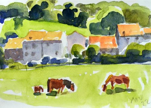 Casas y Caballos - 21x14 
